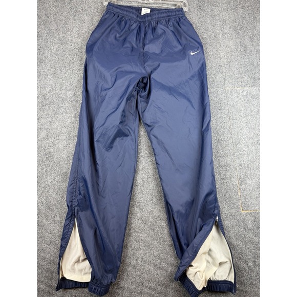 Nike Other - Vintage NIKE Windbreaker Pants 90s Youth Large 14-16 Navy Blue Ankle Zip Lined